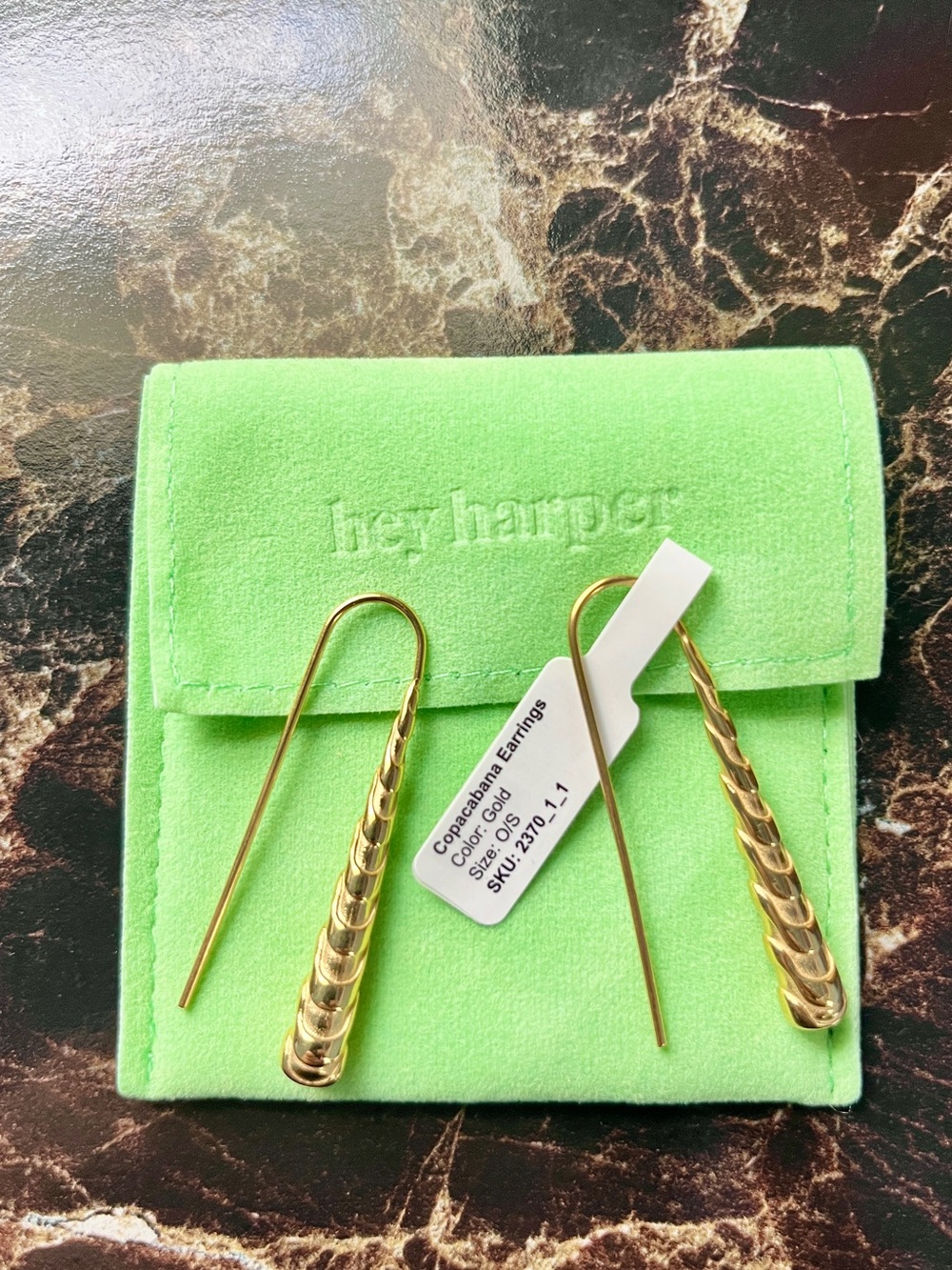 NEW Hey Harper Copacabana Waterproof Earrings 14k PVD coated Sterling Silver